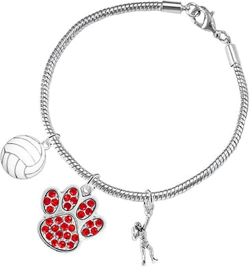 Red Crystal Paw Volleyball, Adjustable, Safe-Hypoallergenic, Nickel, Lead and Cadmium Free