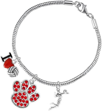 Red Crystal Paw Volleyball, Adjustable, Safe-Hypoallergenic, Nickel, Lead and Cadmium Free