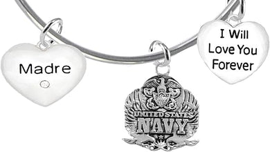 Madre, I Will Love You Forever, Navy Hypoallergenic, Safe-Nickel Free, No Poisonous Lead Or Cadmium