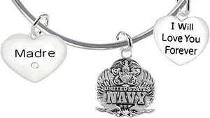 Madre, I Will Love You Forever, Navy Hypoallergenic, Safe-Nickel Free, No Poisonous Lead Or Cadmium