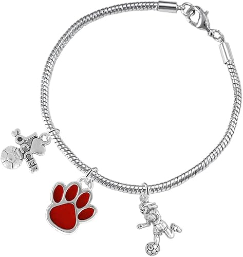 The, Soccer Jewelry Red Paw Hypoallergenic Adjustable, Safe-Nickel, Lead Free