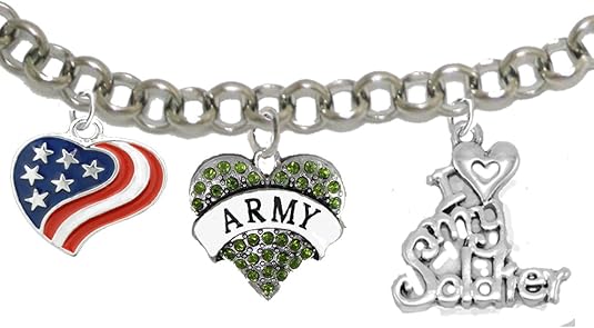 Army, I Love My Soldier, Adjustable Hypoallergenic, Safe-Nickel, Lead, Cadmium Free