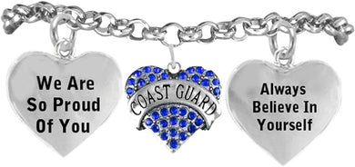 The Coast Guard Crystal Heart Hypoallergenic Adjustable, Nickel, Lead Free