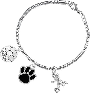 The, Soccer Jewelry Black Paw Hypoallergenic Adjustable, Safe-Nickel, Lead Free