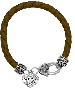 ROTC, Genuine Brown Leather Bracelet, Hypoallergenic Safe-Nickel, Lead And Cadmium Free
