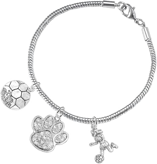 The, Soccer Jewelry Crystal Paw Hypoallergenic Adjustable, Safe-Nickel, Lead Free