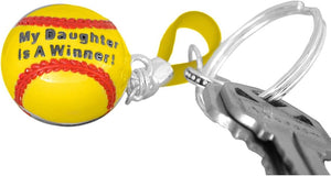 My Daughter Is A Winner Softball Key Chain Hypoallergenic, Safe-Nickel, Lead & Cadmium Free!