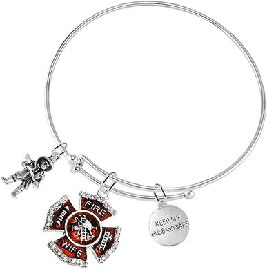 Fire Wife Keep My Husband Safe, Firefighter, Adjustable Hypoallergenic, Safe-Nickel Free