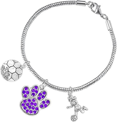 The, Soccer Jewelry Purple Crystal Paw Hypoallergenic Adjustable, Safe-Nickel, Lead Free