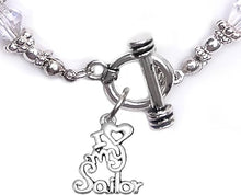 Navy, I Love My Sailor, Clear Crystal Bracelet Hypoallergenic, Safe-Nickel, Lead, Cadmium Free