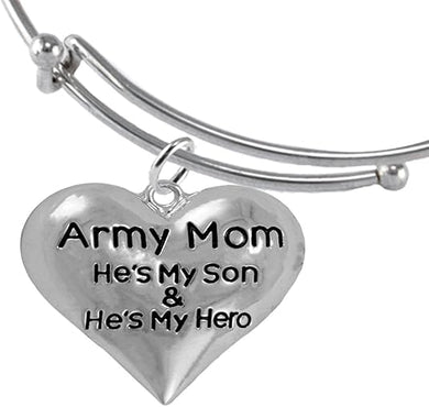 Army, My Son is My Hero Adjustable Bracelet, Hypoallergenic, Safe-Nickel, Lead, Cadmium Free