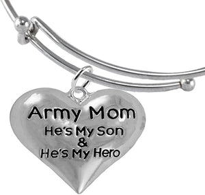 Army, My Son is My Hero Adjustable Bracelet, Hypoallergenic, Safe-Nickel, Lead, Cadmium Free