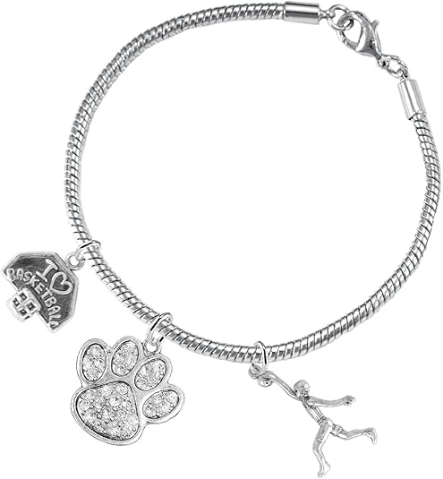 Crystal Paw Basketball Jewelry, Adjustable, Safe-Hypoallergenic, Nickel, Lead Free