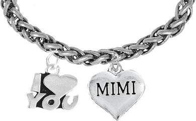 Mimi I Love You Wheat Chain Bracelet, Hypoallergenic, Safe-Nickel, Lead, Cadmium Free