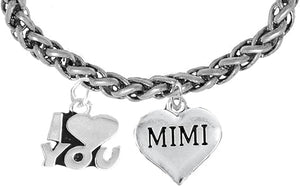 Mimi I Love You Wheat Chain Bracelet, Hypoallergenic, Safe-Nickel, Lead, Cadmium Free