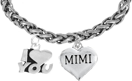 Mimi I Love You Wheat Chain Bracelet, Hypoallergenic, Safe-Nickel, Lead, Cadmium Free