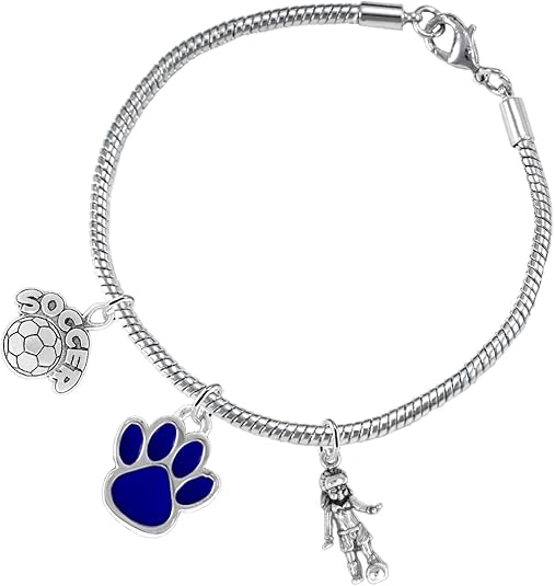 The, Soccer Jewelry Blue Paw Hypoallergenic Adjustable, Safe-Nickel, Lead Free