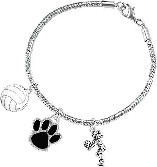 Black Paw Volleyball, Adjustable, Safe-Hypoallergenic, Nickel, Lead and Cadmium Free