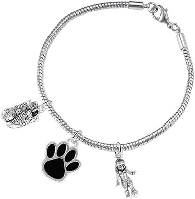 The, Soccer Jewelry Black Paw Hypoallergenic Adjustable, Safe-Nickel, Lead Free