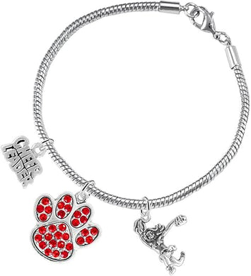 Red Paw Crystal Cheer 3 Charm Bracelet Safe-Hypoallergenic, Nickel, Lead and Cadmium Free