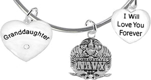 Granddaughter, I Will Love You Forever, Navy Hypoallergenic, Safe-Nickel Free, No Poisonous Lead Or Cadmium
