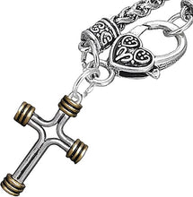 Two Tone Matt Gold and Pewter Cross Necklace Hypoallergenic, Safe-Nickel, Lead, and Cadmium Free