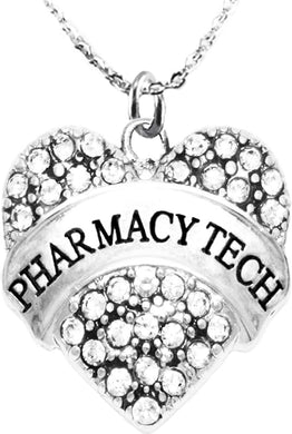 Pharmacy Tech Crystal Heart Necklace, Safe-Nickel, Lead & Cadmium Free!