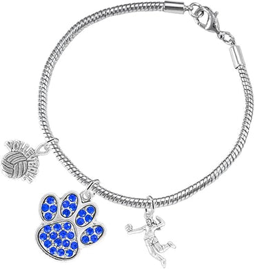 Blue Crystal Paw Volleyball, Adjustable, Safe-Hypoallergenic, Nickel, Lead and Cadmium Free