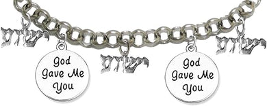 Messianic God Gave Me, Yout, & Yeshua Charms Adjustable Bracelet, Hypoallergenic, Safe-Nickel, Lead, Cadmium Free