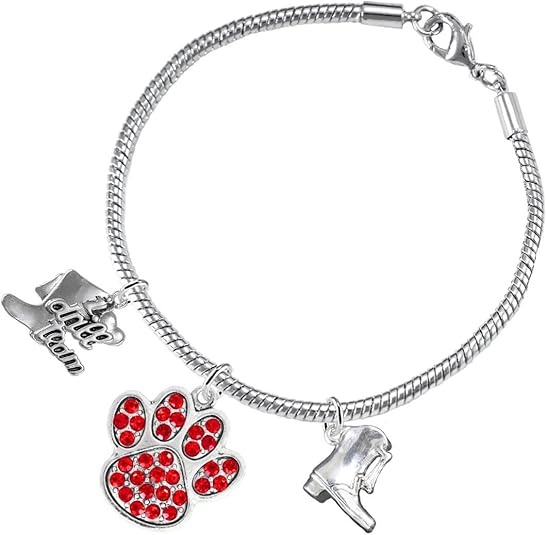 The, Drill Team Jewelry Red Crystal Paw Hypoallergenic Adjustable, Safe-Nickel, Lead Free
