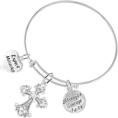 Christian 3 Charm Adjustable Bracelet Hypoallergenic, Safe-Nickel, Lead, Free