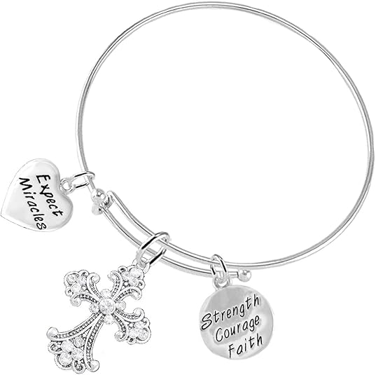 Christian 3 Charm Adjustable Bracelet Hypoallergenic, Safe-Nickel, Lead, Free