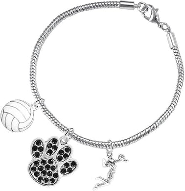 Black Crystal Paw Volleyball, Adjustable, Safe-Hypoallergenic, Nickel, Lead Free