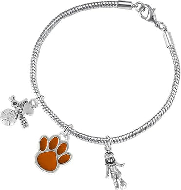 The, Soccer Jewelry Orange Paw Hypoallergenic Adjustable, Safe-Nickel, Lead Free