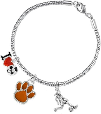 The, Soccer Jewelry Orange Paw Hypoallergenic Adjustable, Safe-Nickel, Lead Free