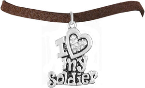 Army, I Love My Soldier, Adjustable Suede Bracelet Hypoallergenic, Safe-Nickel, Lead, Cadmium Free