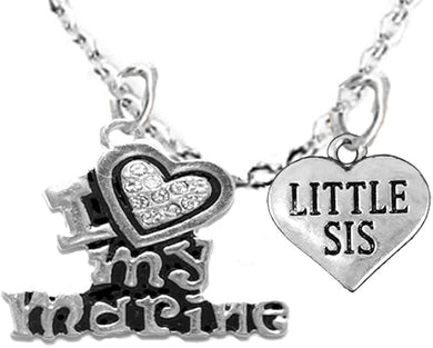 Marine Little Sis, Adult Adjustable Necklace, Hypoallergenic, Safe-Nickel, Lead, Free