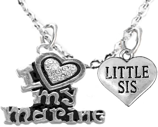 Marine Little Sis, Adult Adjustable Necklace, Hypoallergenic, Safe-Nickel, Lead, Free