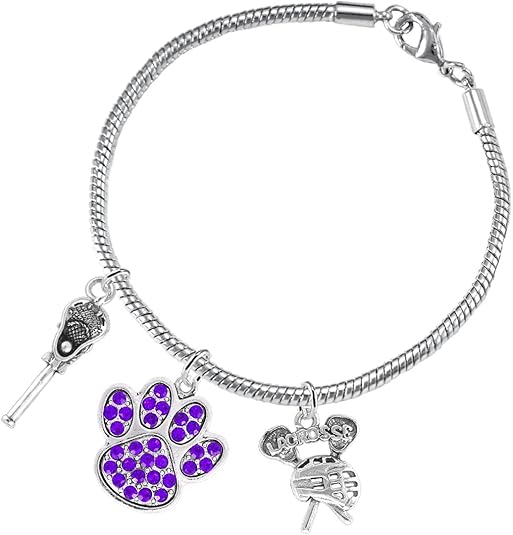 Lacrosse Jewelry, Purple Crystal Paw Jewelry, Hypoallergenic Safe-Nickel, Lead and Cadmium Free!