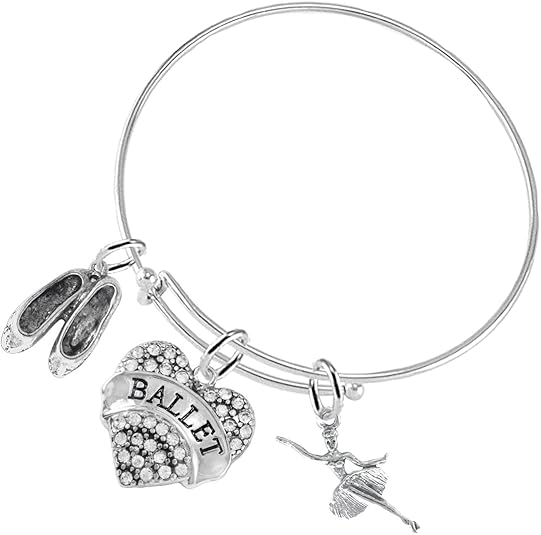 Ballet 3 Charm Adjustable Bracelet Hypoallergenic. Safe-Nickle, Lead and Cadmium Free!