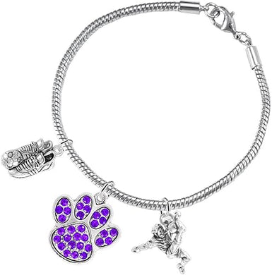 The, Soccer Jewelry Purple Crystal Paw Hypoallergenic Adjustable, Safe-Nickel, Lead Free