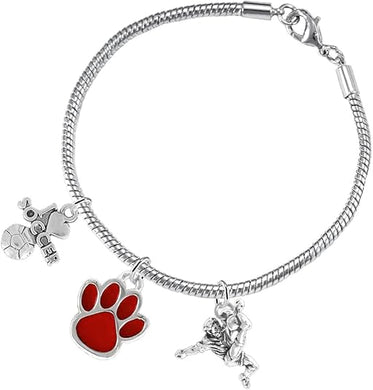The, Soccer Jewelry Red Paw Hypoallergenic Adjustable, Safe-Nickel, Lead Free