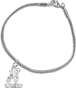 Navy, I Love My Sailor, Bracelet Hypoallergenic, Safe-Nickel, Lead, Cadmium Free