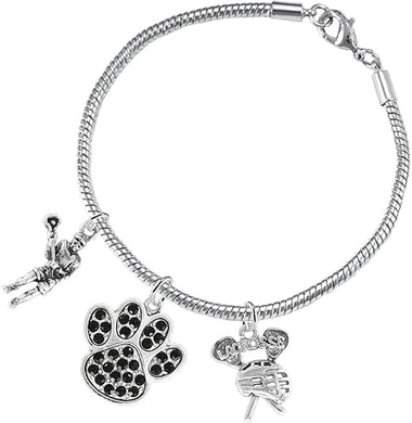 Lacrosse Jewelry, Black Crystal Paw Jewelry, Hypoallergenic Safe-Nickel, Lead and Cadmium Free!