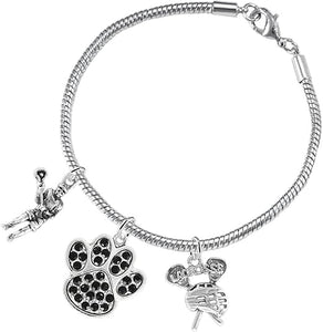 Lacrosse Jewelry, Black Crystal Paw Jewelry, Hypoallergenic Safe-Nickel, Lead and Cadmium Free!