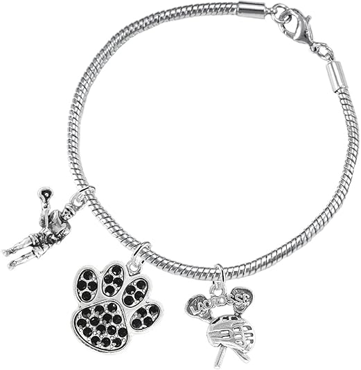 Lacrosse Jewelry, Black Crystal Paw Jewelry, Hypoallergenic Safe-Nickel, Lead and Cadmium Free!