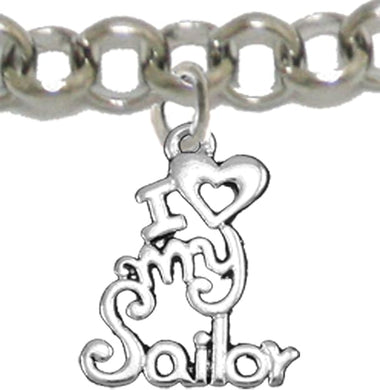 Navy, I Love My Sailor, Adjustable Bracelet Hypoallergenic, Safe-Nickel, Lead, Cadmium Free