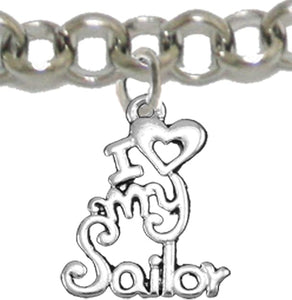 Navy, I Love My Sailor, Adjustable Bracelet Hypoallergenic, Safe-Nickel, Lead, Cadmium Free