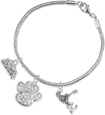 Paw Crystal Cheer 3 Charm Bracelet Safe-Hypoallergenic, Nickel, Lead and Cadmium Free