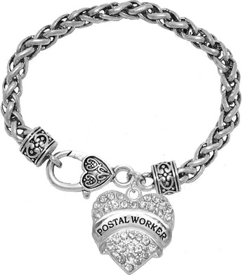 Postal Worker Crystal Heart Bracelet, Safe-Hypoallergenic, Nickel, Lead & Cadmium Free!